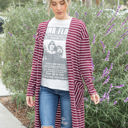 Dark Red Large The Striped Leah Cardigan