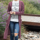 Dark Red Large The Striped Leah Cardigan