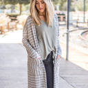 Gray 1X The Striped Leah Cardigan