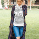 Navy Brown 1X The Striped Leah Cardigan