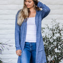 1X Blue Knit Pocket Mae Cardigan