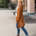 Burnt Orange 1X Waffle Knit Pocket Scarlet Cardigan