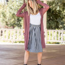 Mauve 1X Waffle Knit Pocket Scarlet Cardigan