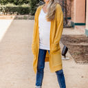 Yellow Large Waffle Knit Pocket Scarlet Cardigan