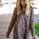 Brown 1X Animal Print Split Hem Rory Tunic