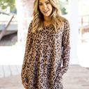 Brown Large Animal Print Split Hem Rory Tunic