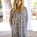 Taupe 1X Animal Print Split Hem Rory Tunic