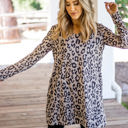 Taupe 1X Animal Print Split Hem Rory Tunic