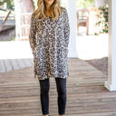 Taupe 1X Animal Print Split Hem Rory Tunic