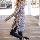 Taupe 1X Animal Print Split Hem Rory Tunic