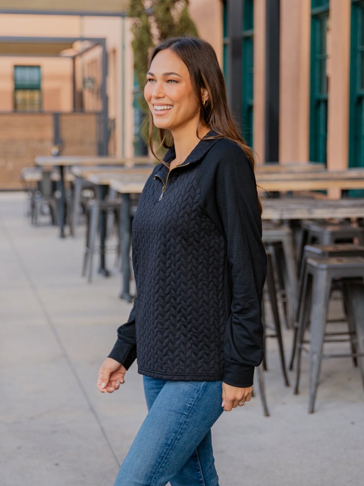 Quarter Zip Pattern Quilted Pullover