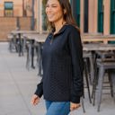 Black Large Quarter Zip Pattern Quilted Pullover