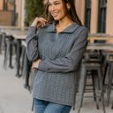 Charcoal Medium Quarter Zip Pattern Quilted Pullover