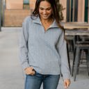 Gray Large Quarter Zip Pattern Quilted Pullover