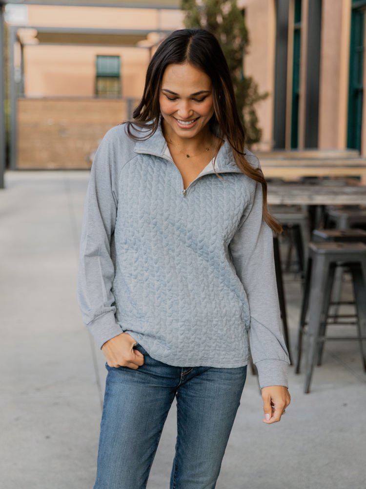 Quarter Zip Pattern Quilted Pullover