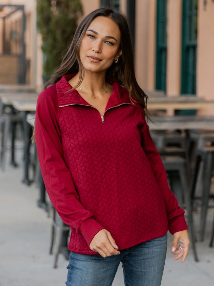 Quarter Zip Pattern Quilted Pullover