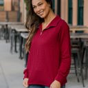 Red Large Quarter Zip Pattern Quilted Pullover