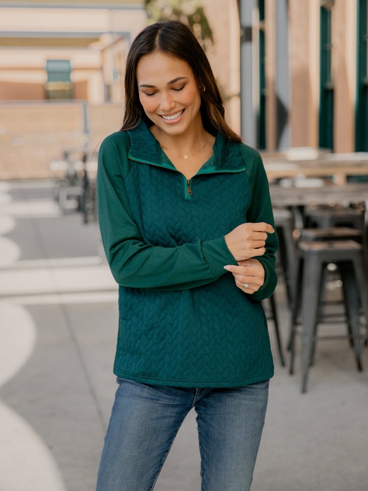 Quarter Zip Pattern Quilted Pullover