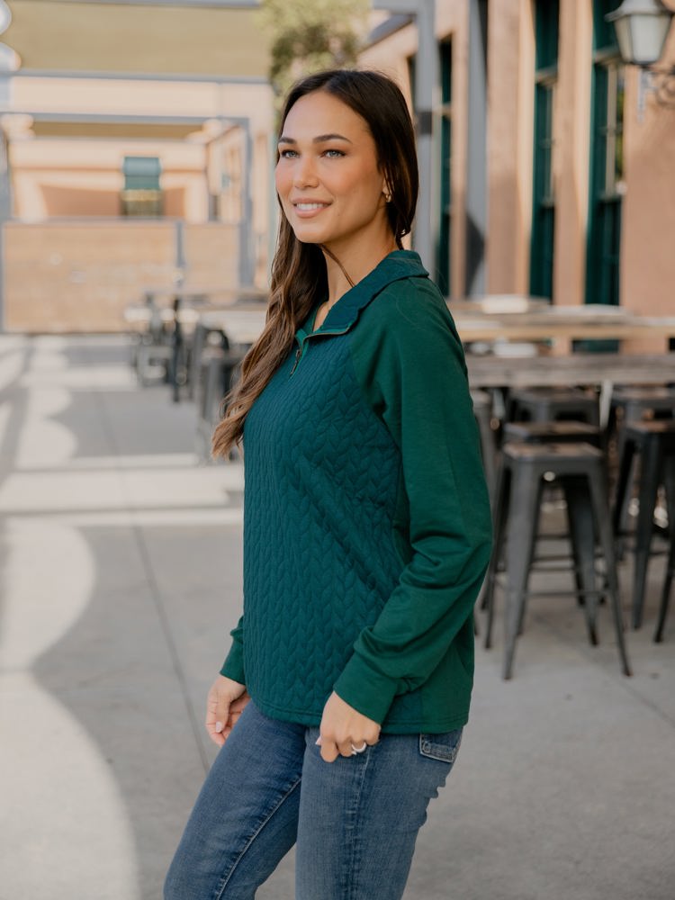 Quarter Zip Pattern Quilted Pullover