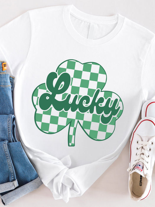 Lucky Checkered Clover Graphic Tee - St. Patricks Day