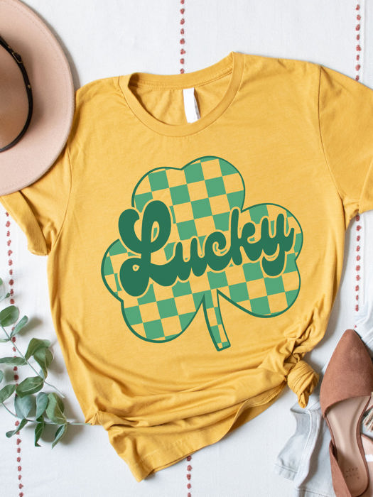 Lucky Checkered Clover Graphic Tee - St. Patricks Day