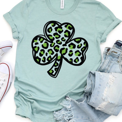 Animal Print Clover Graphic Tee - St. Patricks Day