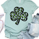 Medium Slate Animal Print Clover Graphic Tee - St. Patricks Day