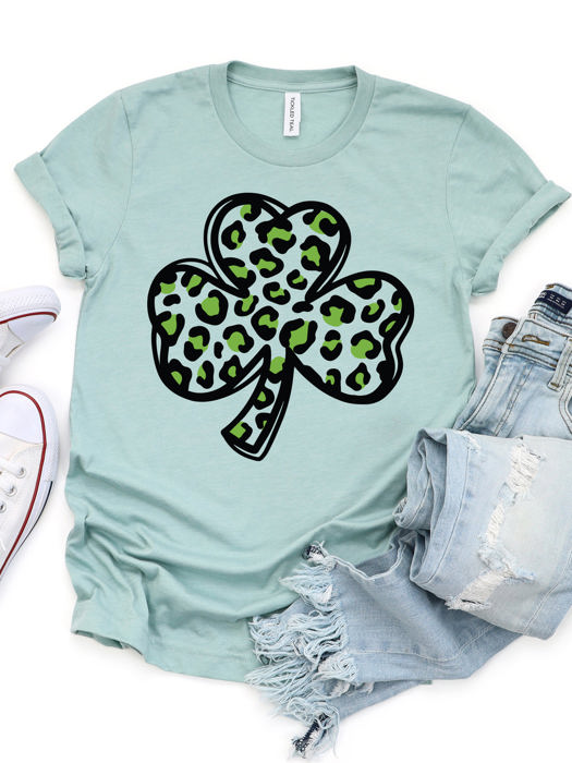 Animal Print Clover Graphic Tee - St. Patricks Day