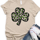 Large Tan Animal Print Clover Graphic Tee - St. Patricks Day