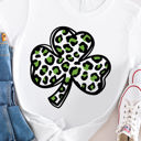 Medium White Animal Print Clover Graphic Tee - St. Patricks Day