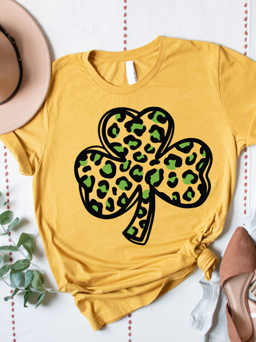 Animal Print Clover Graphic Tee - St. Patricks Day