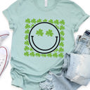 Large Slate Clover Smiley Face Graphic Tee - St. Patricks Day