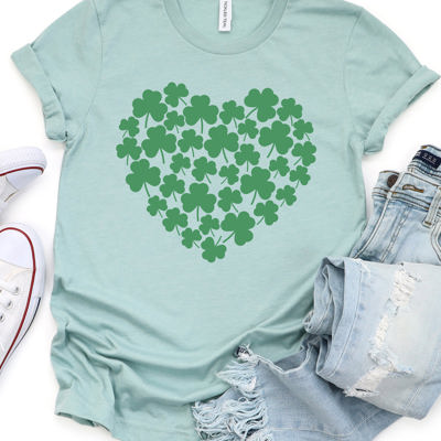 Clover Heart Graphic Tee - St. Patricks Day