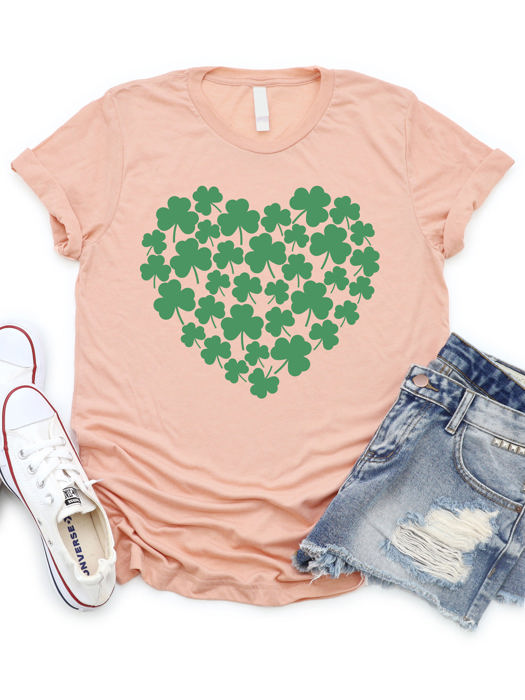 Clover Heart Graphic Tee - St. Patricks Day