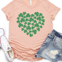 Large Peach Clover Heart Graphic Tee - St. Patricks Day