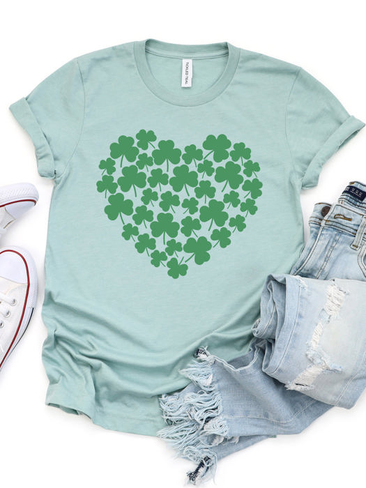 Clover Heart Graphic Tee - St. Patricks Day