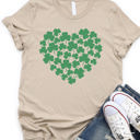 Large Tan Clover Heart Graphic Tee - St. Patricks Day