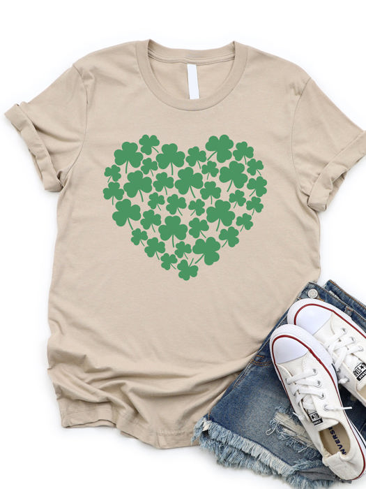 Clover Heart Graphic Tee - St. Patricks Day