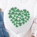 Large White Clover Heart Graphic Tee - St. Patricks Day