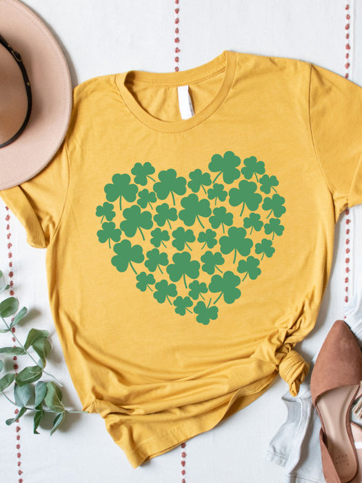 Clover Heart Graphic Tee - St. Patricks Day