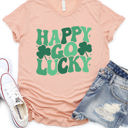 Large Peach Happy Go Lucky Graphic Tee