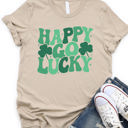 Large Tan Happy Go Lucky Graphic Tee