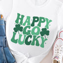 Medium White Happy Go Lucky Graphic Tee