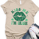 Large Tan Kiss me I'm Irish Graphic Tee