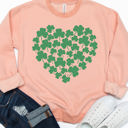 Large Peach Heart Clovers Graphic Sweatshirt - St. Patricks Day