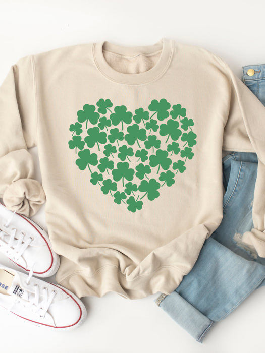 Heart Clovers Graphic Sweatshirt - St. Patricks Day