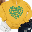 Large Yellow Heart Clovers Graphic Sweatshirt - St. Patricks Day