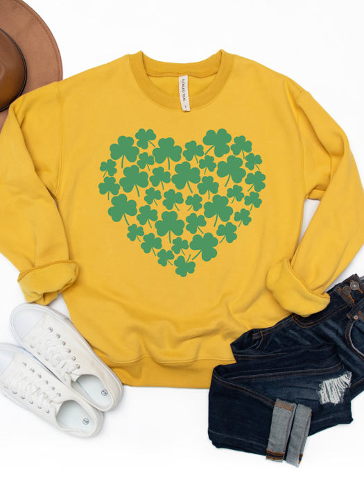 Heart Clovers Graphic Sweatshirt - St. Patricks Day