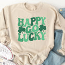 XL Tan Happy Go Lucky  - Graphic Sweatshirt