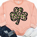 XL Peach Cheetah Clover Graphic Sweatshirt - St. Patricks Day